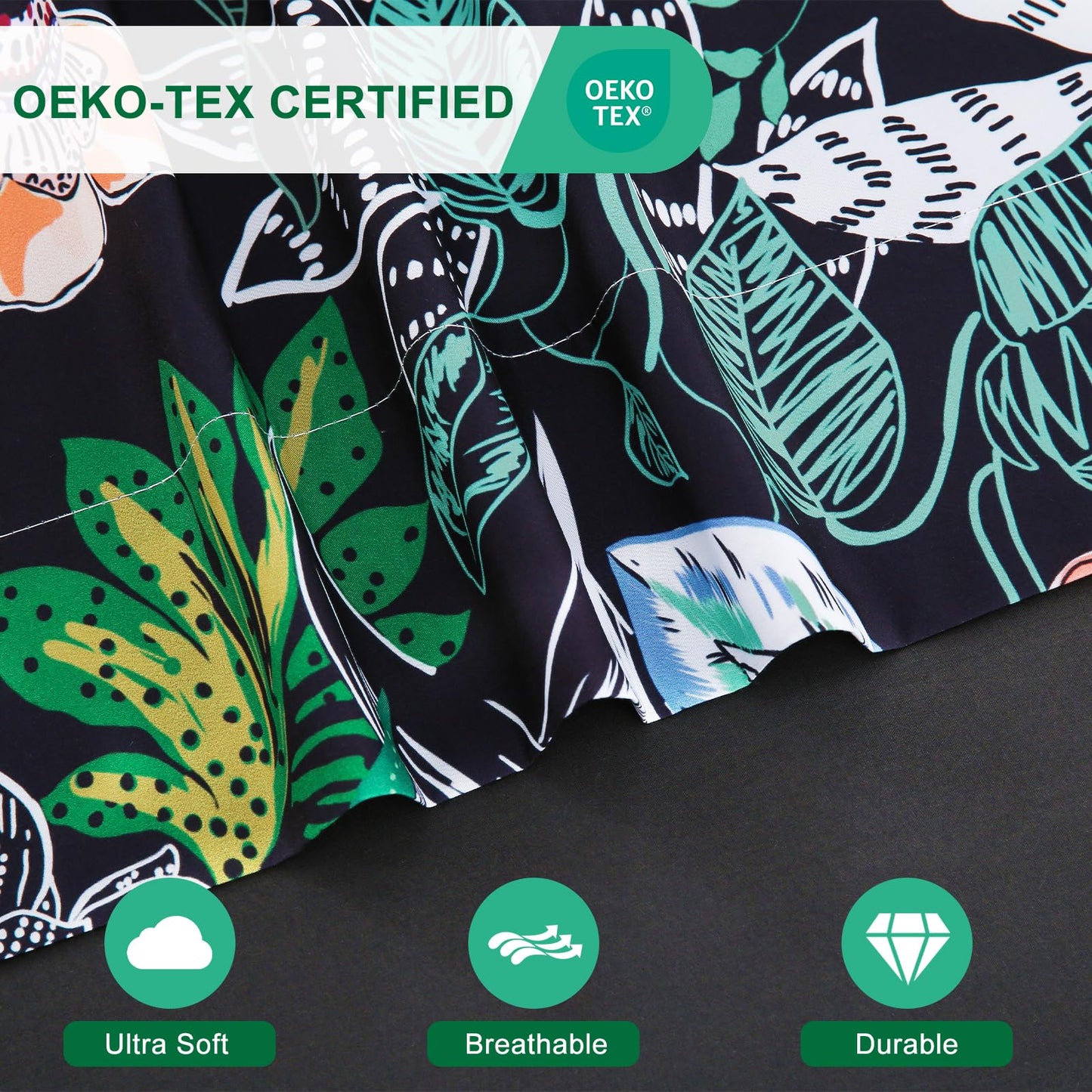 Swiftify Botanical Queen Bed Sheets Set 6-Piece, Boho Floral Brushed Microfiber Sheets, Cooling Bed Sheet Set, Soft & Breathable, 16' Deep Pocket Fitted Sheet & Pillowcase Set, Vintage Jungle Bloom