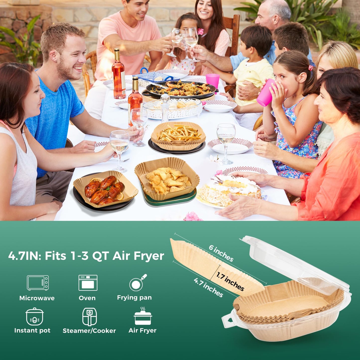 Small Air Fryer Liners Disposable, 2 QT Parchment Paper for COSORI 2.1 Qt Air Fryer, 100PCS 4.7 Inch Square Baking Paper Sheets for Mini Airfryer Basket