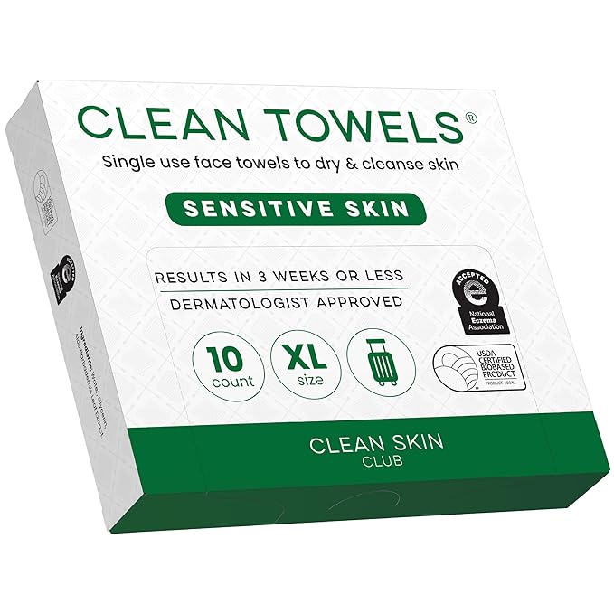 Clean Skin Club Clean Towels® XL Sensitive Skin | Travel Pack, Ultra-Soft