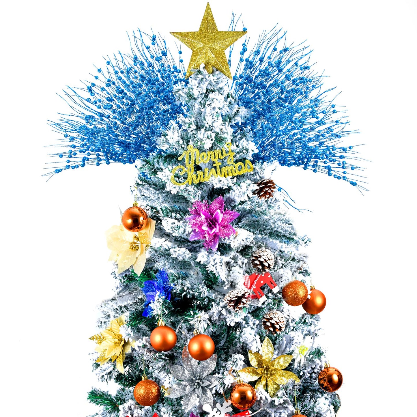 Losris Christmas Artificial Glitter Berry Stem Decorations Decorative Bead Sticks Xmas Picks Glittery Twigs Branches for Christmas Tree Wreath Gift Vase Home Decor Party Ornaments White 24 PCS