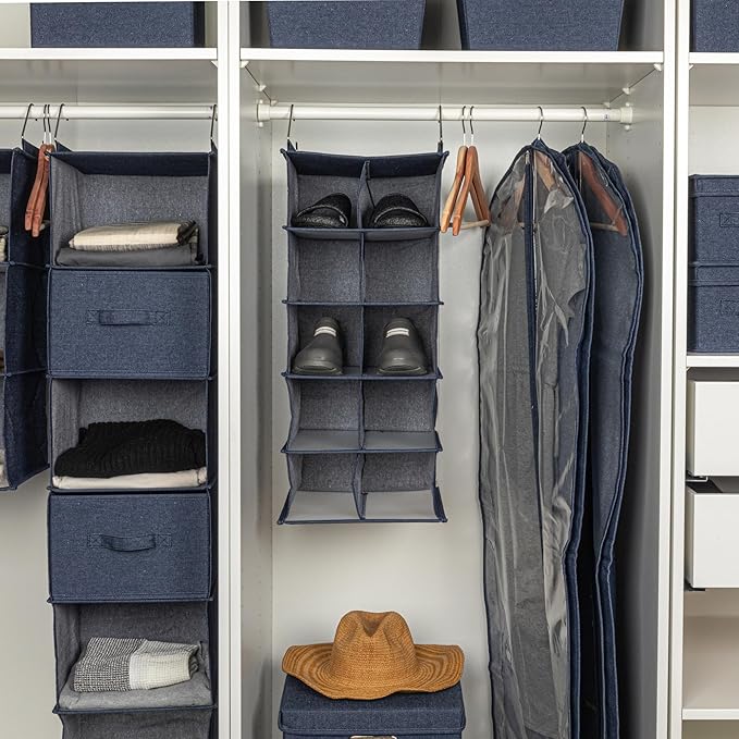 Household Essentials Hanging Cotton Blend and Plastic Closet Shoe Organizer