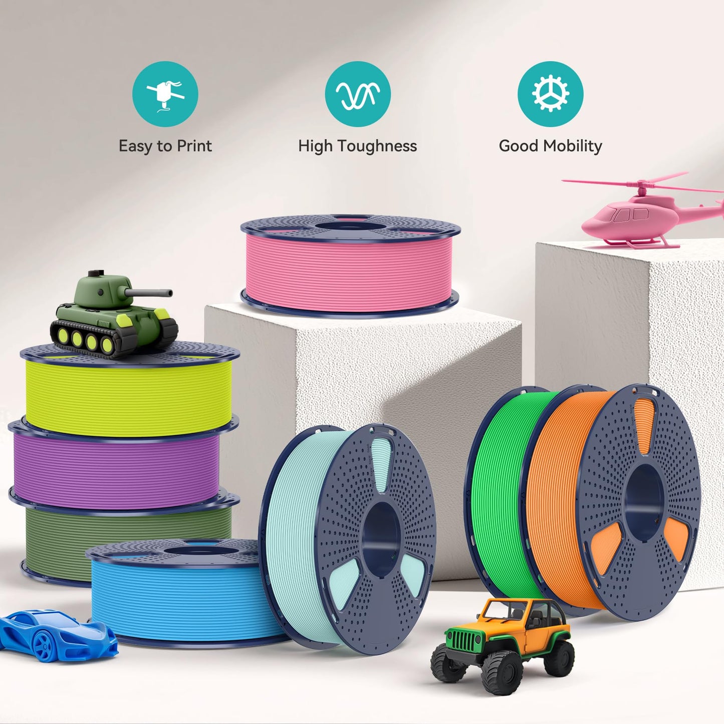 SUNLU 3D Printer Filament PLA Matte 1.75mm, Neatly Wound Filament, Smooth Matte PLA Finish, Print with 99% FDM 3D Printers, 1kg Spool (2.2lbs), 330 Meters, Matte Black