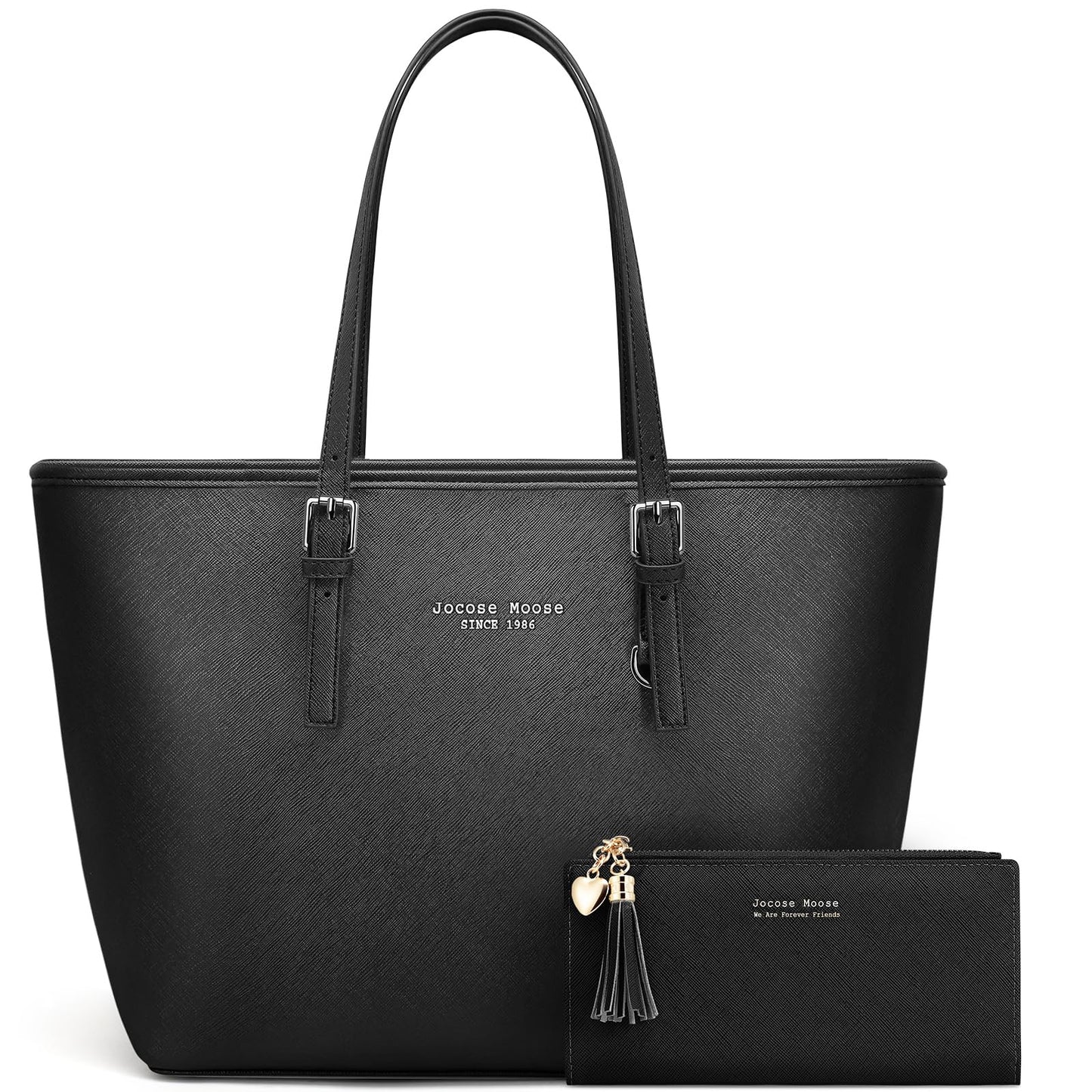 Jocose Moose Women Handbag Laptop Tote Bag Large PU Leather Computer Designer Shoulder Bag Lightweight, Gift with a Ladies Purse