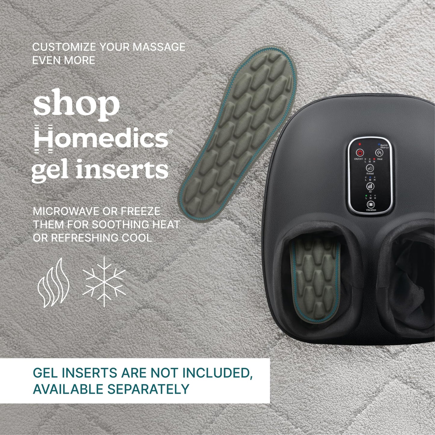 Homedics Shiatsu Foot Massager with Heat, Air Compression & Vibration, 3 Intensity Levels, Toe-Touch Controls, Removable Washable Inserts