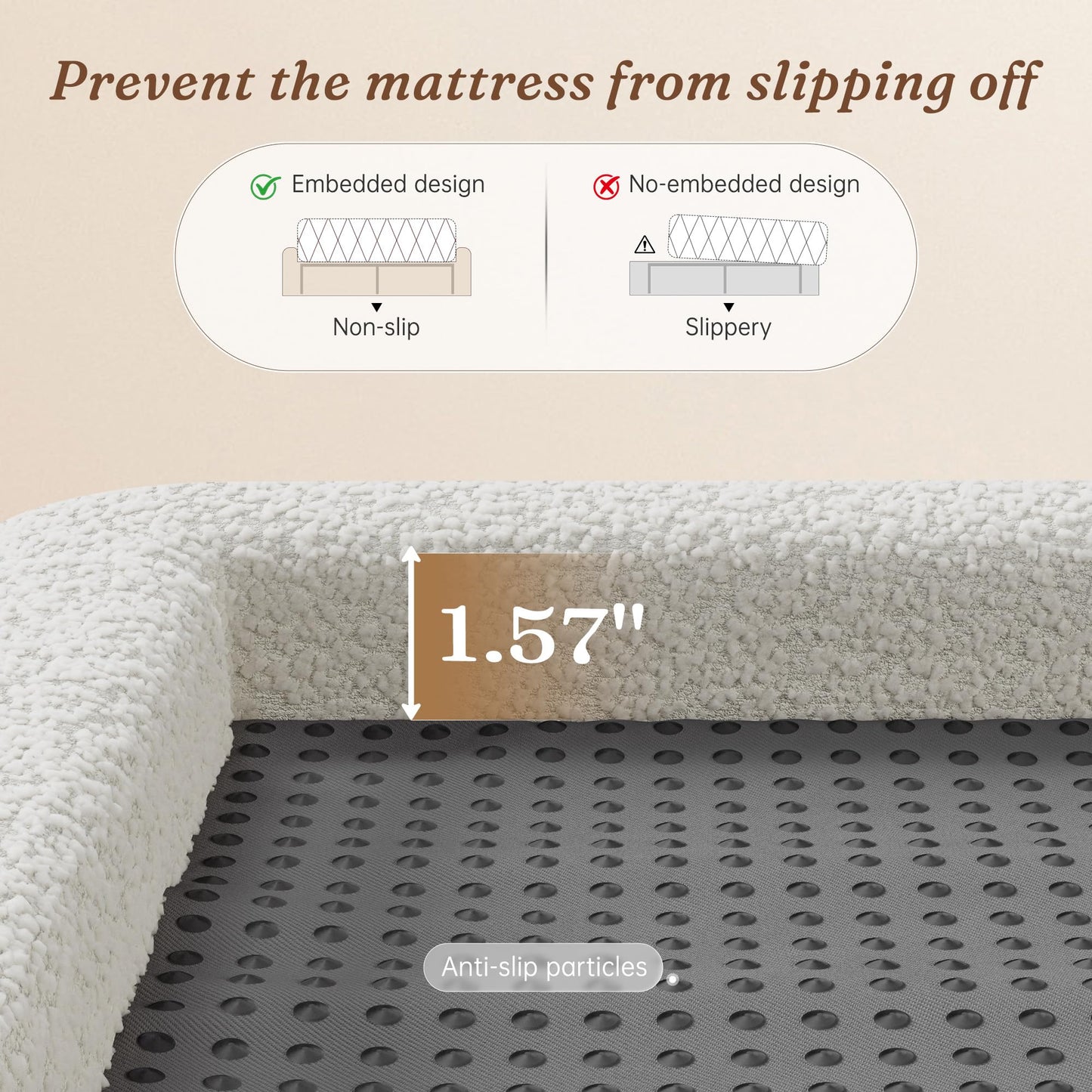 Homkdom Cloud Bed Frame Queen Size with 5" Headboard Protection
