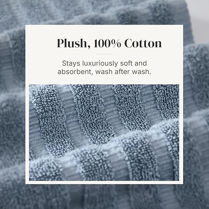 Modern Threads Organic Vines 6-Piece 100% Cotton Towel Set – Yarn Dyed Jacquard