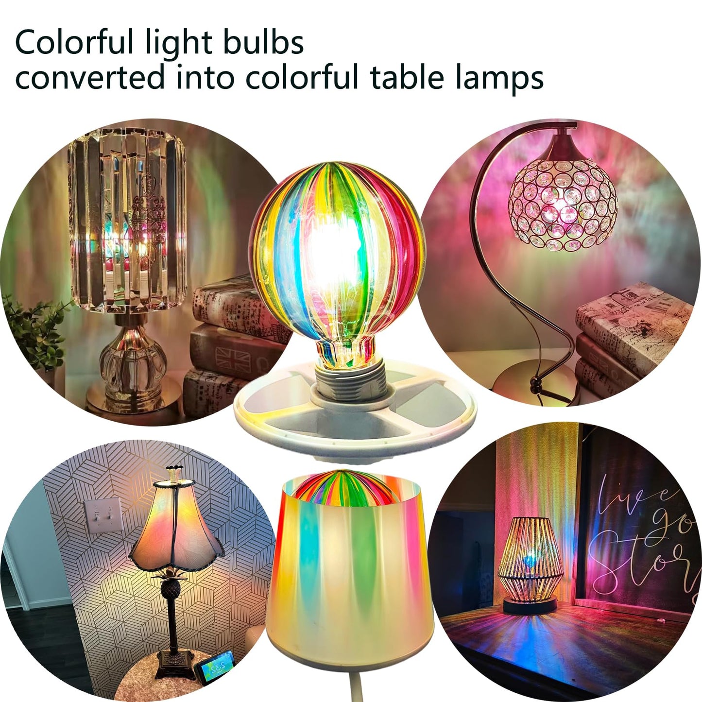POXIN G95 Glass LED Light Bulb,E26 Base Warm Light 2700K 6 Watts LED Light Bulbs,Rainbow Sunflower Tiffany Lamp for Bedside Living Room Dormitory Dining Room Decorate Gift