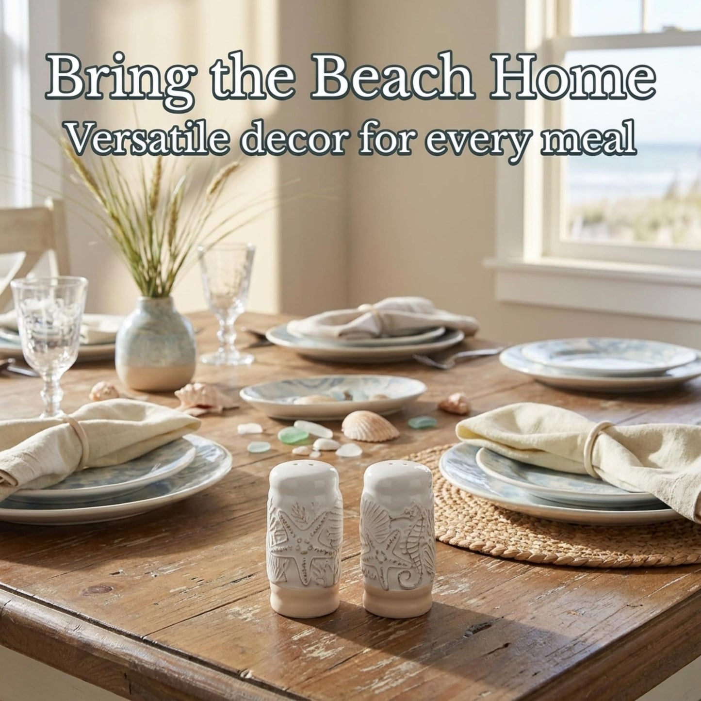 The Bridge Collection Ceramic Coastal Salt and Pepper Shakers