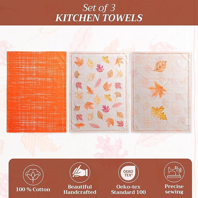 Maison d' Hermine Kitchen Towels Set of 3 100% Cotton 20" x 27.5" Reusable