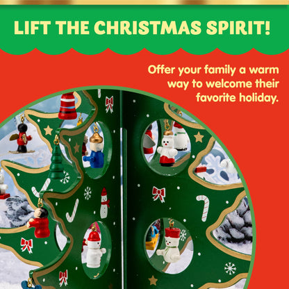 JOYIN Christmas 24 Days Countdown Advent Calendar with a Tabletop Wooden Christmas Tree and 28 Ornaments Snowman Santa Decorations for Boys, Girls and Kids Party Favors, Classroom Prizes, Xmas Gift