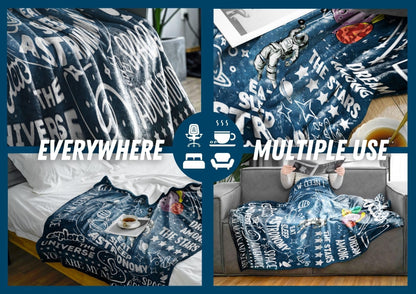 Huglanket Space Gifts for Boys Teen - Give Me Some Space Astronaut Blanket - Astronomy Flannel Plush Throw 50x65 Inches