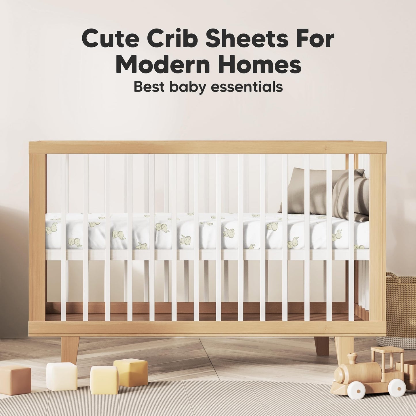 KeaBabies 2-Pack Organic Cotton Crib Sheets for Boys, Girls - 52x28 Fitted Crib Mattress Sheet Neutral, Breathable Cover for Baby Bed Set, Toddler Mattress, Soft & Cute Prints (Elly)