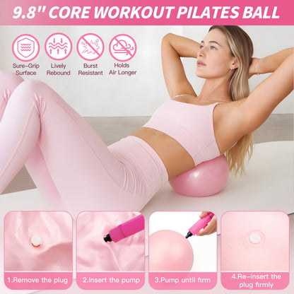 NANATI Pilates Kit 17PCS,Pilates Essential Kit for Women, Pilates Equipment with 14.5" Pilates Ring and Ball,8 Resistance Bands,Dumbbells & Grip Socks Accessories, Home Pilates Workout Kit for Starter