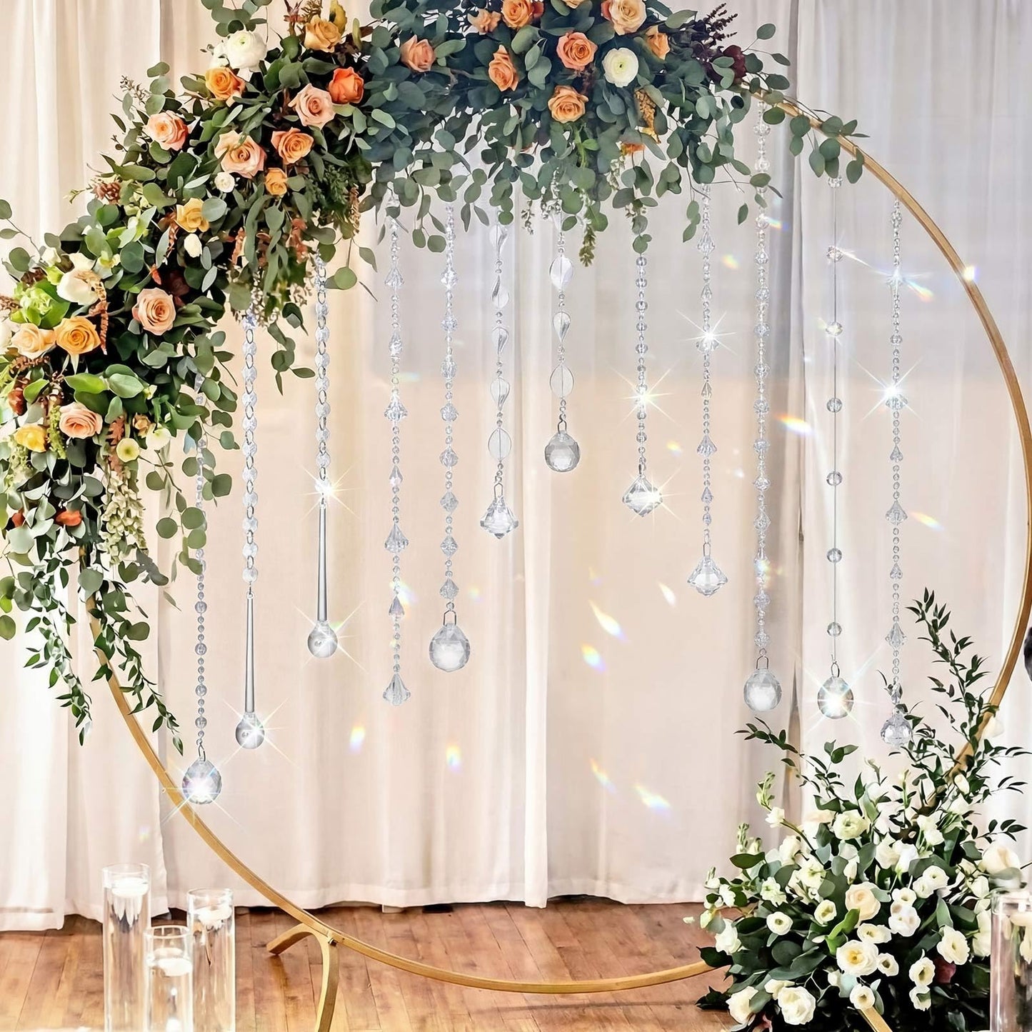 Soulchen 24 Pcs 20 Inch Clear Acrylic Crystal Garland Strands Large Hanging Chandelier Bead Chain String Wedding Icicle Drop Ornaments for Wedding Party Decor