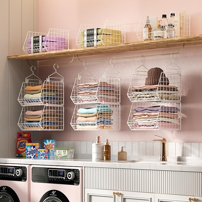 X-cosrack 6 Tier Closet Hanging Organizer, Clothes Hanging Shelves