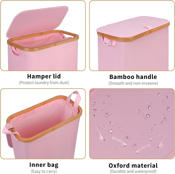 65L Slim Laundry Hamper, Narrow Laundry Basket