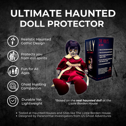 Lily: Host a Ghost – 13" Creepy Haunted Doll for Protection from Ghosts. Lizzie Borden House Scary Doll for Halloween and True Crime Collectors