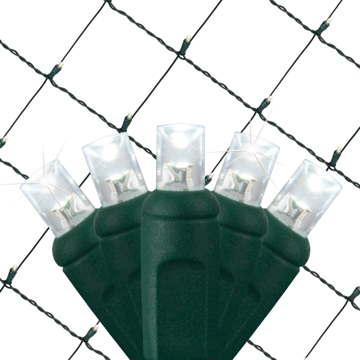 Wintergreen Lighting 100 5mm Cool White Twinkle LED Net Lights, 4 x 6 ft Green Wire Indoor/Outdoor Commercial Grade Holiday Hedge, Bush & Outdoor Christmas Décor