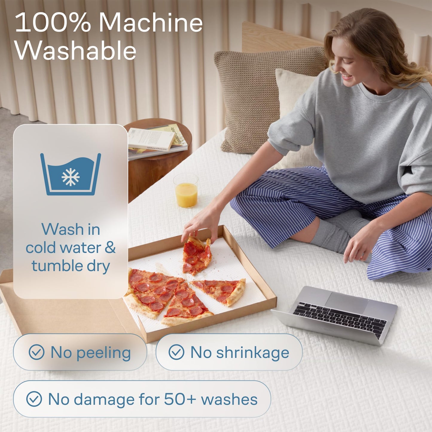 100% Waterproof Queen Mattress Protector - 360 Pad Protection Against Spills, Stains & Accidents for Parents & Pet Owners - Noiseless & Cooling Viscose Made from Bamboo (White)