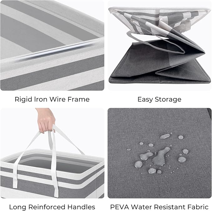 HomeHacks 3-Pack Large Laundry Basket, 75L Each Waterproof, Freestanding