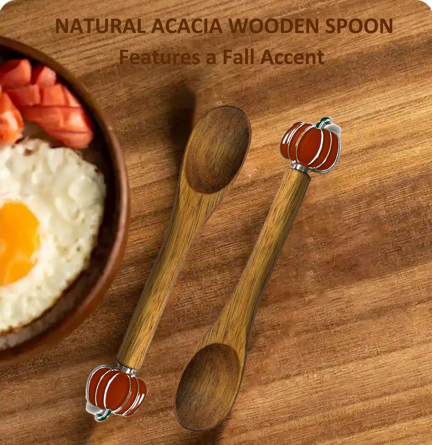 4PCS Wooden Spoons for Eating, Collection Pumpkin Spoons, Fall Coffee Spoons,Thanksgiving Wooden Teaspoon,Halloween Small Wooden Spoons for Honey Coffee Stirring Tea Yogurt Jars, 5.1 Inches Length