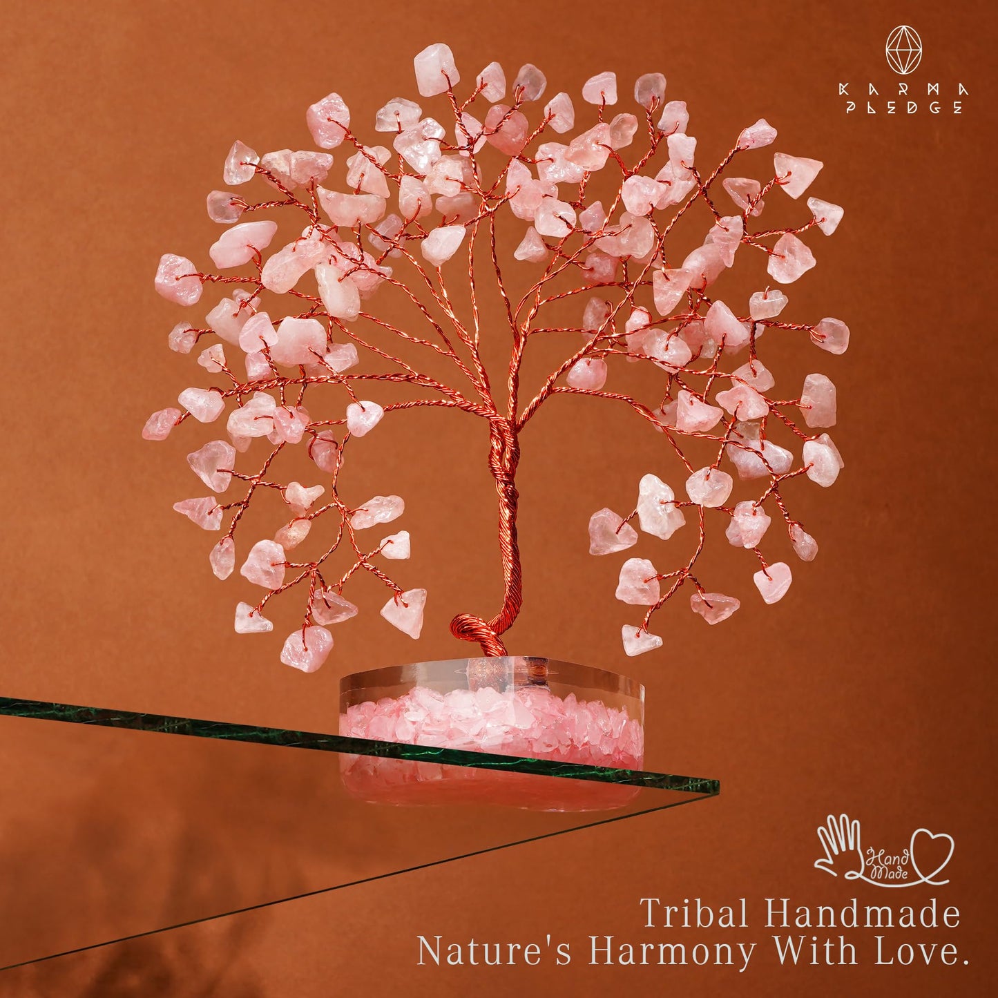 Rose Quartz Crystal Tree of Life Birthday Gifts for Women, Girls Friends, Handmade Chakra Healing Crystals Tree for Home Office Decor, Positivity, Good Luck, Money, Unique Gifts for Her Mom, Sister