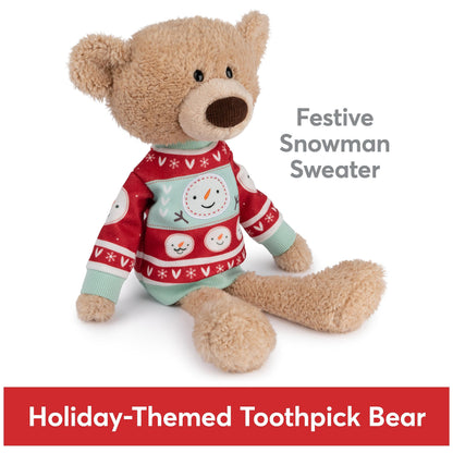 GUND Toothpick with Holiday Sweater, Classic Teddy Bear Stuffed Animal for Ages 1 and Up, Beige/Red/White, 15”