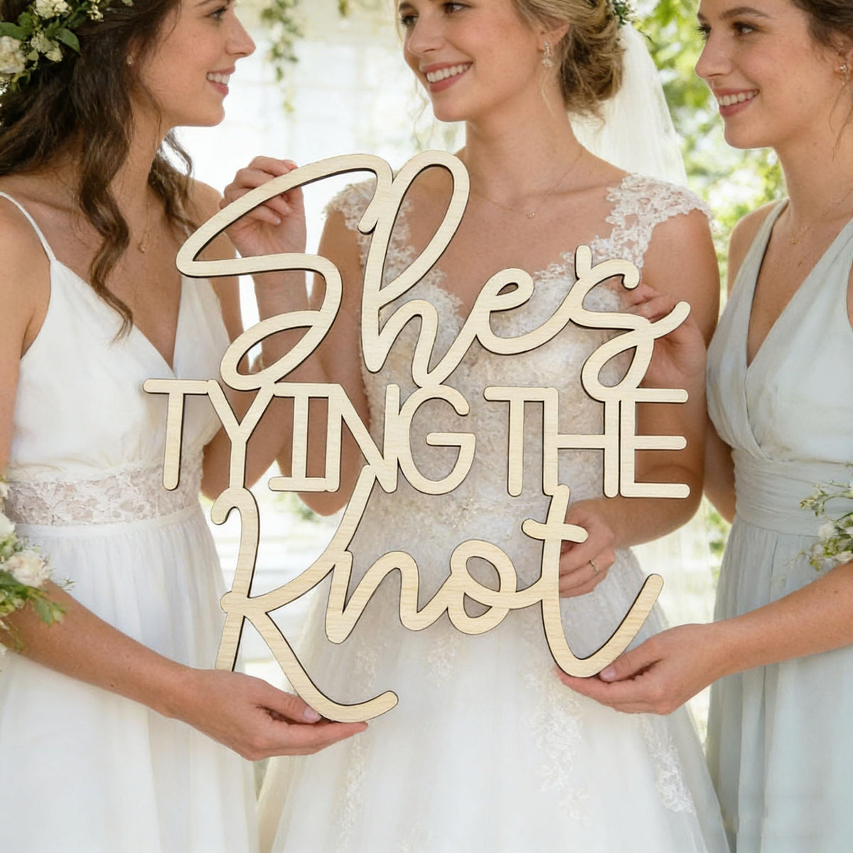 She's Tying The Knot Wedding Shower Wooden Sign,Bridal Shower Welcome Sign,for Wedding Reception,Bridal Shower/Anniversary/Bachelorette/Engagement Party Decoration photo backdrop