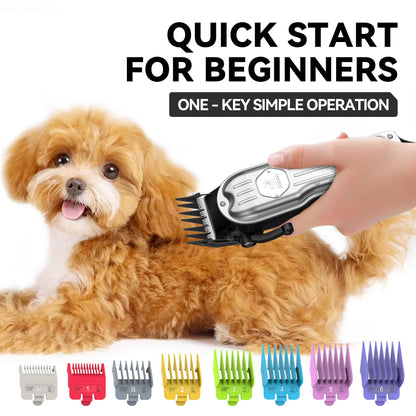 Gooad Dog Grooming Kit for Heavy Thick Hair&Coats,Low Noise Dog Hair Trimmer,Rechargeable Cordless Pet Shaver with Stainless Steel Blade, Dog Clippers for Grooming for Small Large Dogs Pets (Sliver)