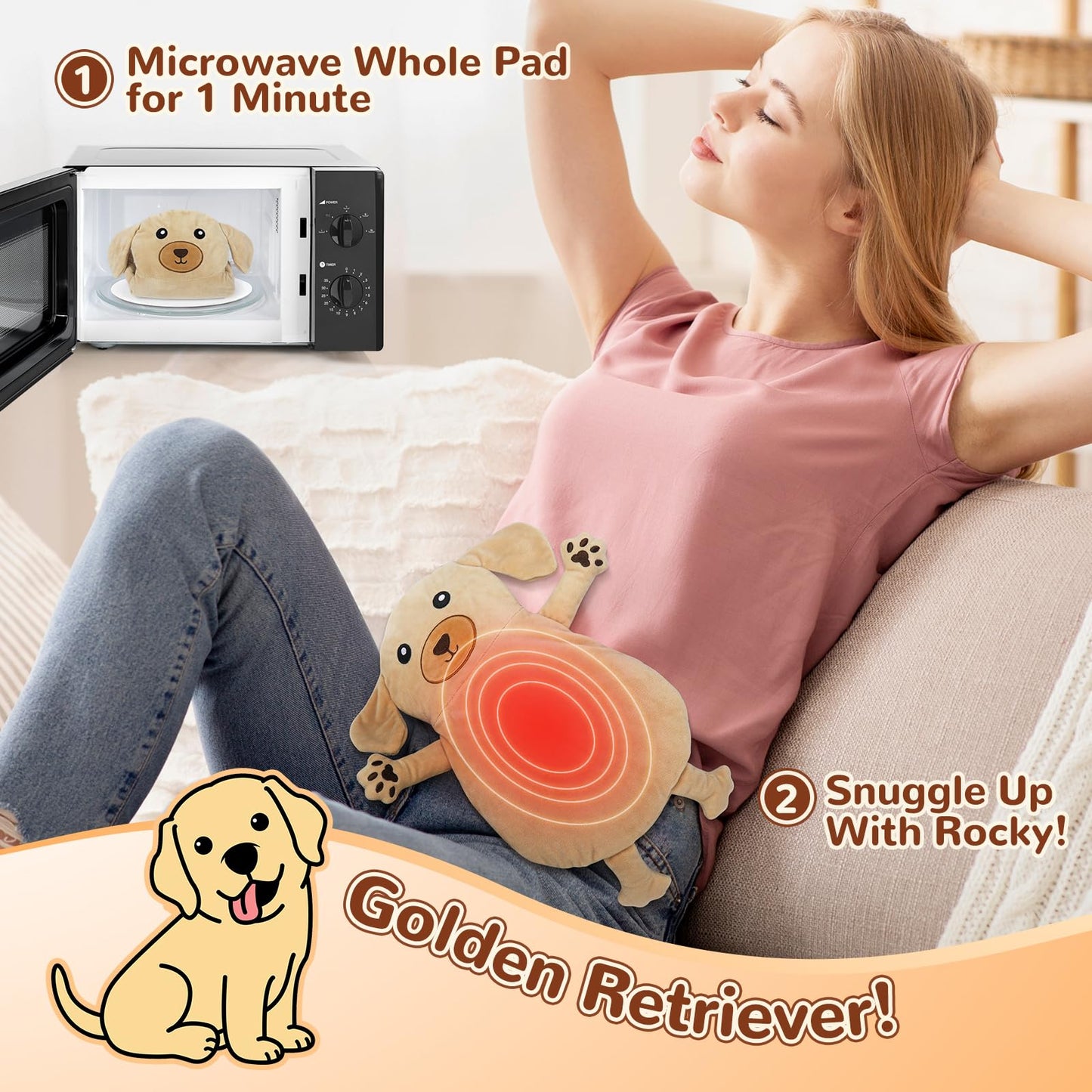Large Microwave Heating Pad with Washable Cover 21 * 12" Microwavable Heating Pads for Cramps, Back, Neck Shoulder Pain Relief, Cordless Weighted Moist Heat Pack, Black Cat