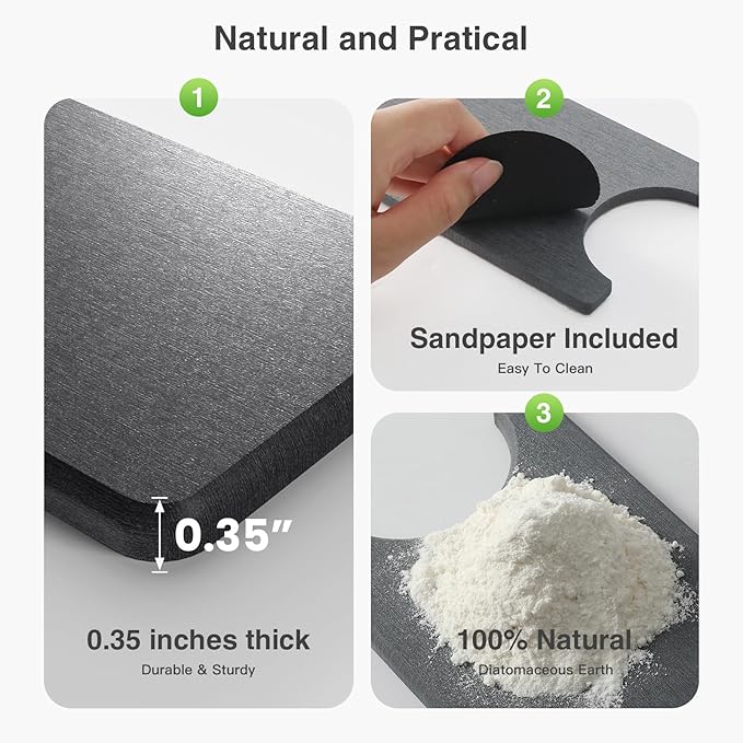 15.8" x 4" Stone Faucet Mat for Kitchen Sink, Quick Drying Diatomite Sink Tray