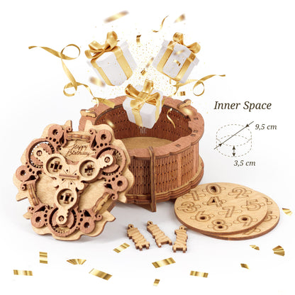 iDventure - Birthday Cake Gift 3D Puzzle Box - Gift box puzzles - tricky gift packaging birthday gifts - Puzzle box money gifts, vouchers & much more. (10.5 cm diameter x 6.5 cm height) (IDGB3)