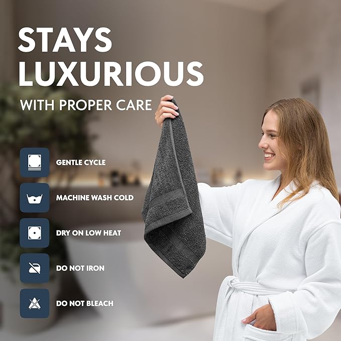 White Classic Luxury Dark Gray Hand Towels