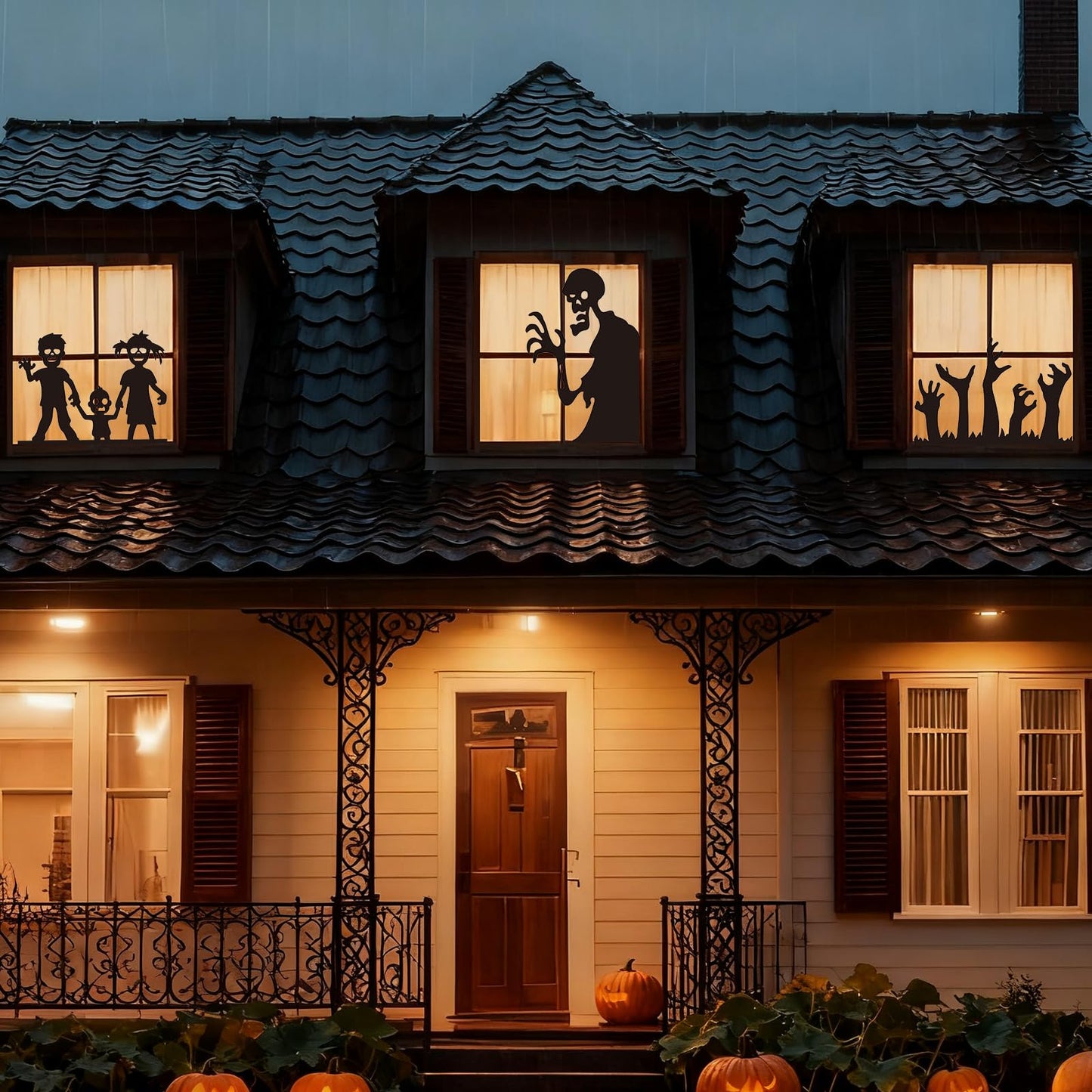 FYSUIMU 3Pcs Halloween Window Decor Large Scary Clings Fabric Decoration 47 x 31.5 Inch Black Zombie Arm Spooky Monster Window Silhouette Cover for Wall Garage Home Indoor Outdoor Trick or Treat Party