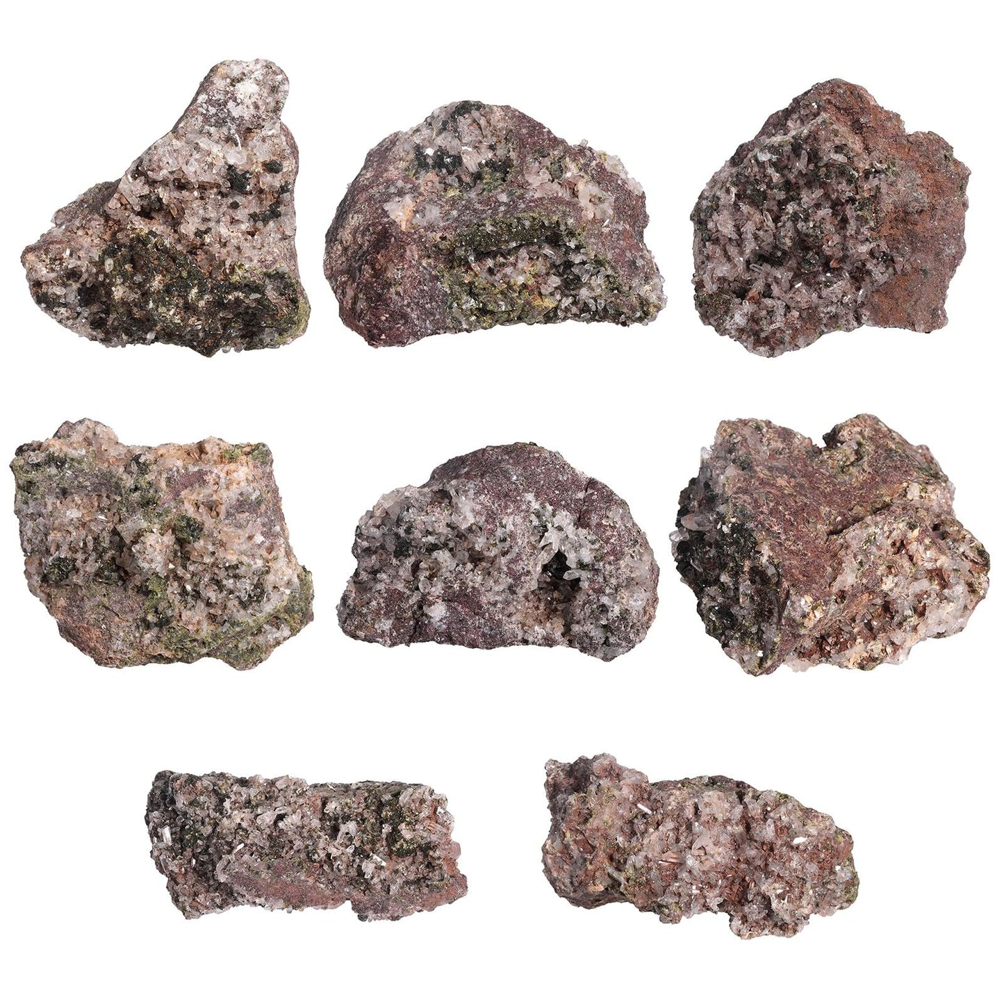 SUNYIK Natural Epidote Stone Geode Cluster, Rough Raw Crystal Rocks Mineral Specimen for Reiki Healing Home Decoration, 300-399g