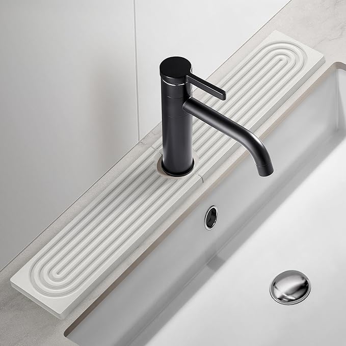 Faucet Mat for Kitchen Sink, Diatomite Fast Drying Stone Sink Tray, Super