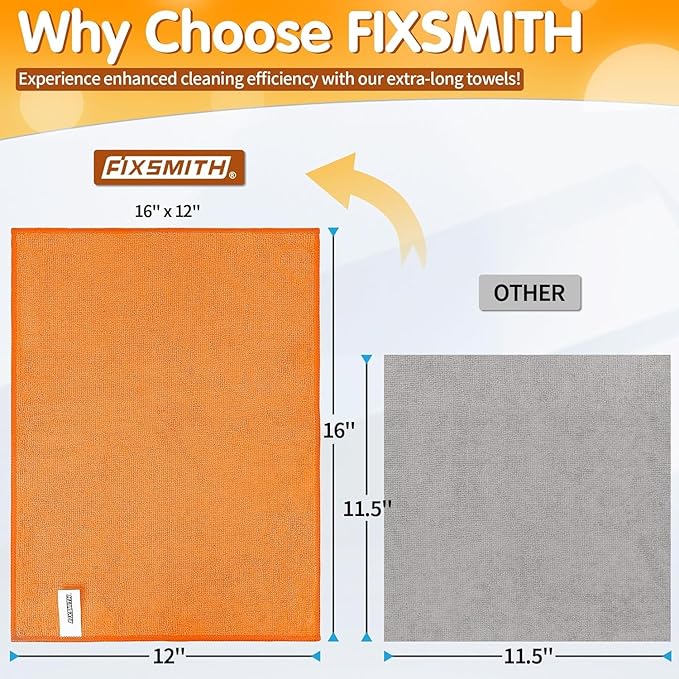 FIXSMITH Microfiber Cleaning Cloth -Pack of 50, Highly Absorbent Cleaning Rags