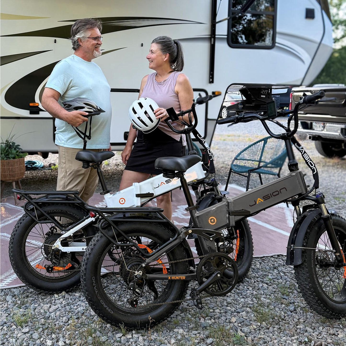 Jasion X-Hunter Foldable Electric Bike, 70+Miles 30MPH Max Speed, 1400W Peak Motor, 624WH Removable Battery, 20″*4 Fat Tire Bicycle for Adult, Full Suspension & 7-Speed EBike for Commute,Snow,Mountain