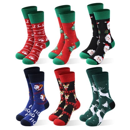 Moonlight Manor 6 Pairs Christmas Socks for Women,Xmas Crew Socks Holiday Gift Novelty Socks US Size 6-13