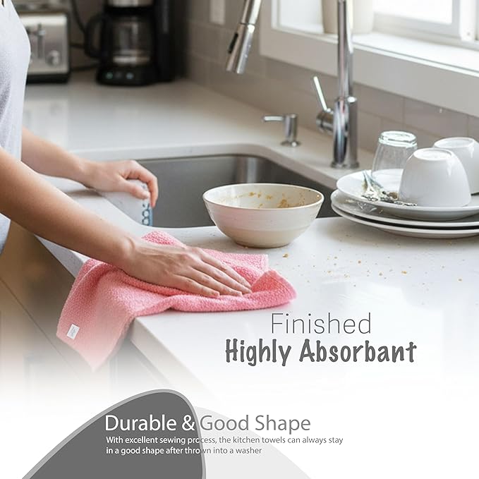 Basic Wash Cloths 12x12 Inches – Bulk Pack of 24 – Rose Pink Color – Soft and