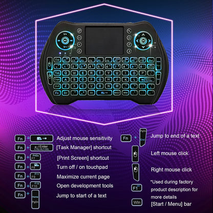 Mini Wireless Keyboard Backlit With Touchpad Mouse Combo and Multimedia Keys 2.4G Mini Keyboard Handheld Remote for Android TV Box,HTPC,PS3,PS4,Windows PC,Smart TV,Tablet