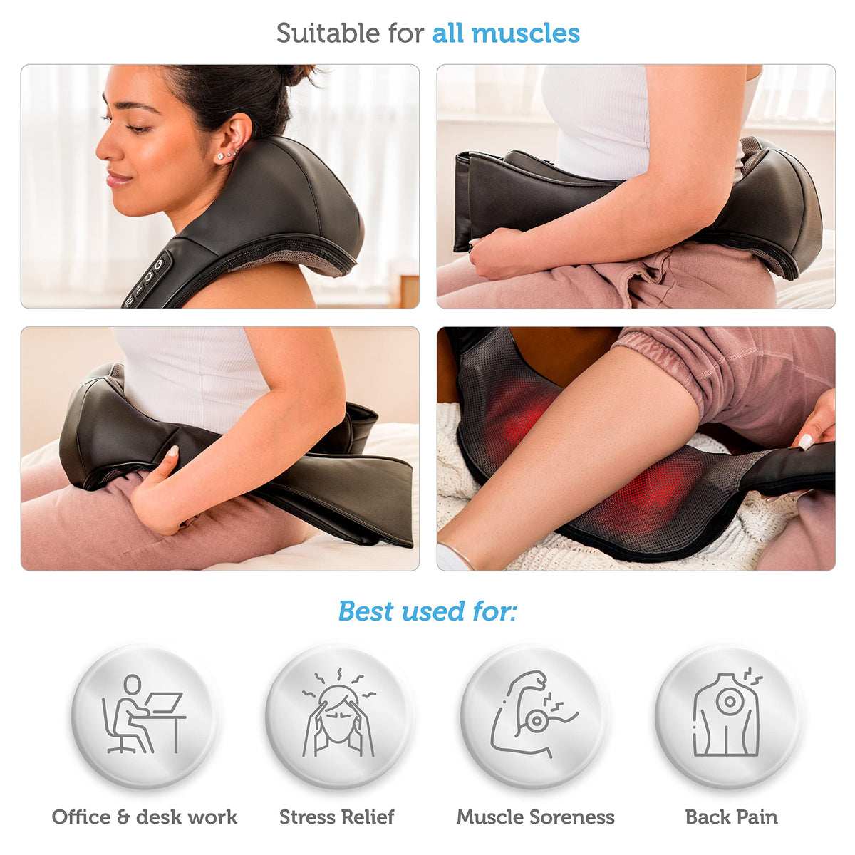 COMFIER Shiatsu Neck and Shoulder Massager,FSA HSA Eligible,Gifts for Mom Dad,Deep Kneading Massage Pillow with Heat, Back Massager, Pillow Massage, Black