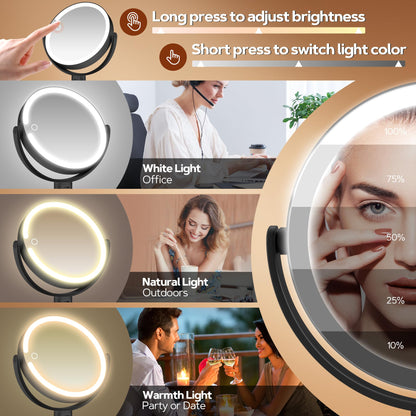 B Beauty Planet Makeup Mirror with Lights, Lighted Magnifying Mirror 30X with 3 Lighting and Adjustable Brightness, 2-Sided Height Adjustable Vanity Mirror for Bathroom, Gifts for Women White