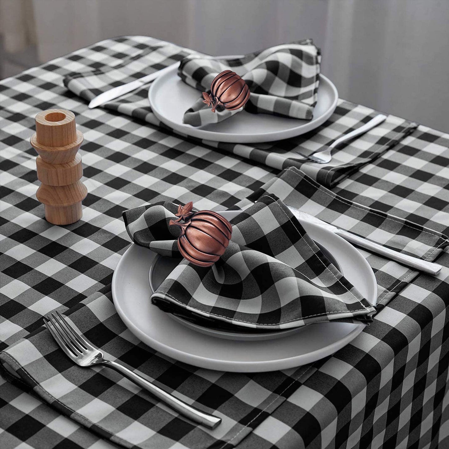 STMK Thanksgiving Day Napkin Rings, Rustic Harvest Pumpkin Napkin Rings, Alloy Napkin Holder for Halloween Fall Thanksgiving Day Table Decorations (Harvest Pumpkin, 6)
