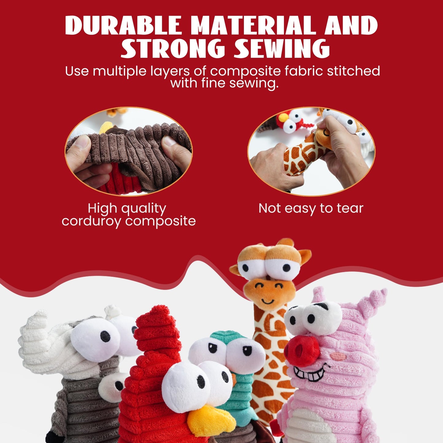 Nocciola 5 Packs Dog Squeaky Toys, 5 Funny Strange Squeak Sounds for Different Animals, Durable Stuffed Plush Dog Toys to Keep Them Busy, Puppy Toys for Small Medium Large Dogs