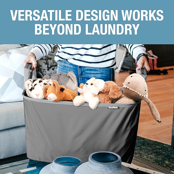 CleverMade Collapsible Laundry Basket LUXE 2 Pack – 60 L Foldable Cotton Blend