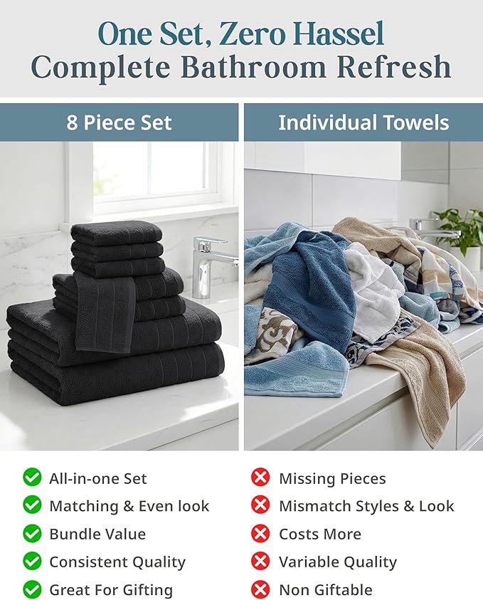 Casa Platino 100% Cotton Bath Towel Pack of 8