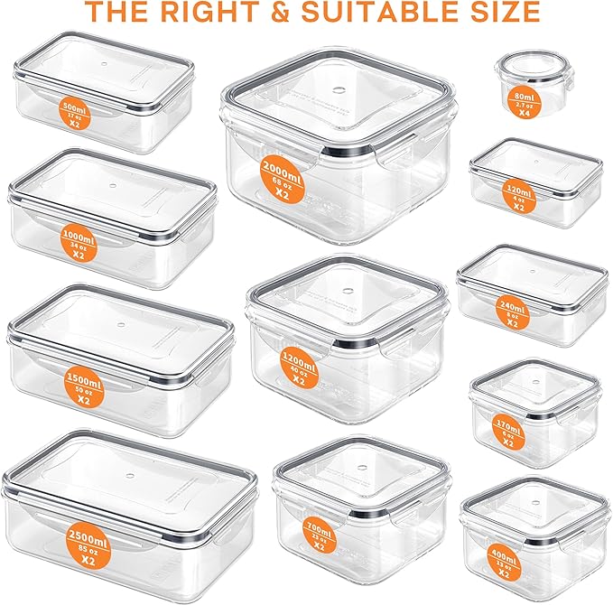 52 PCS Food Storage Containers