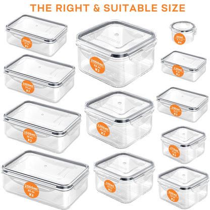 40 PCS Food Storage Containers with Lids Airtight (20 Containers & 20 Lids), Plastic Storage Meal Prep Container-Stackable 100% Leakproof & Microwave Organization and Storage Sets, Lunch Containers