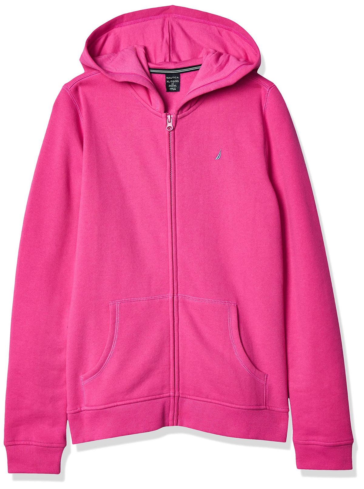 Nautica Girls' Big Fleece Full-Zip Hoodie Sweatshirt, Rose, 16